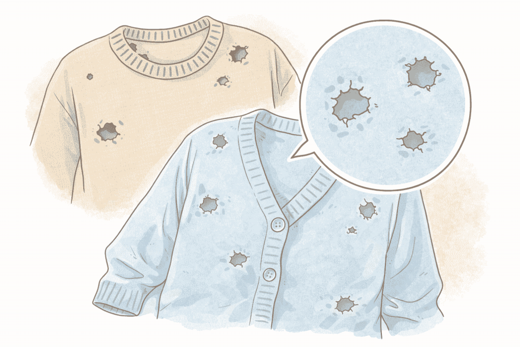 虫食い対策・虫にくわれた服