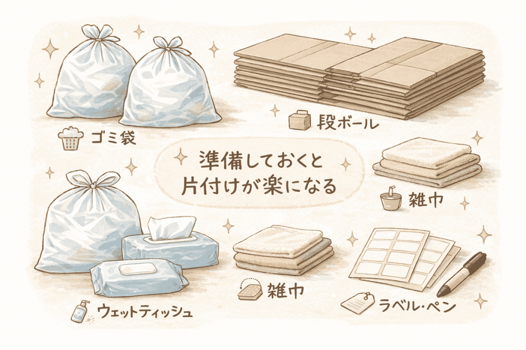 片付けに必要な道具を準備しておこう